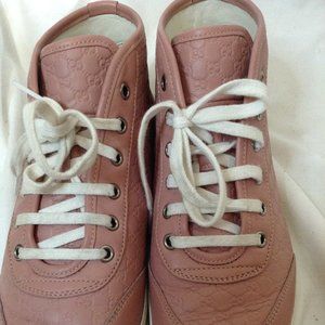 Microguccissima soft pink gucci hightop sneakers